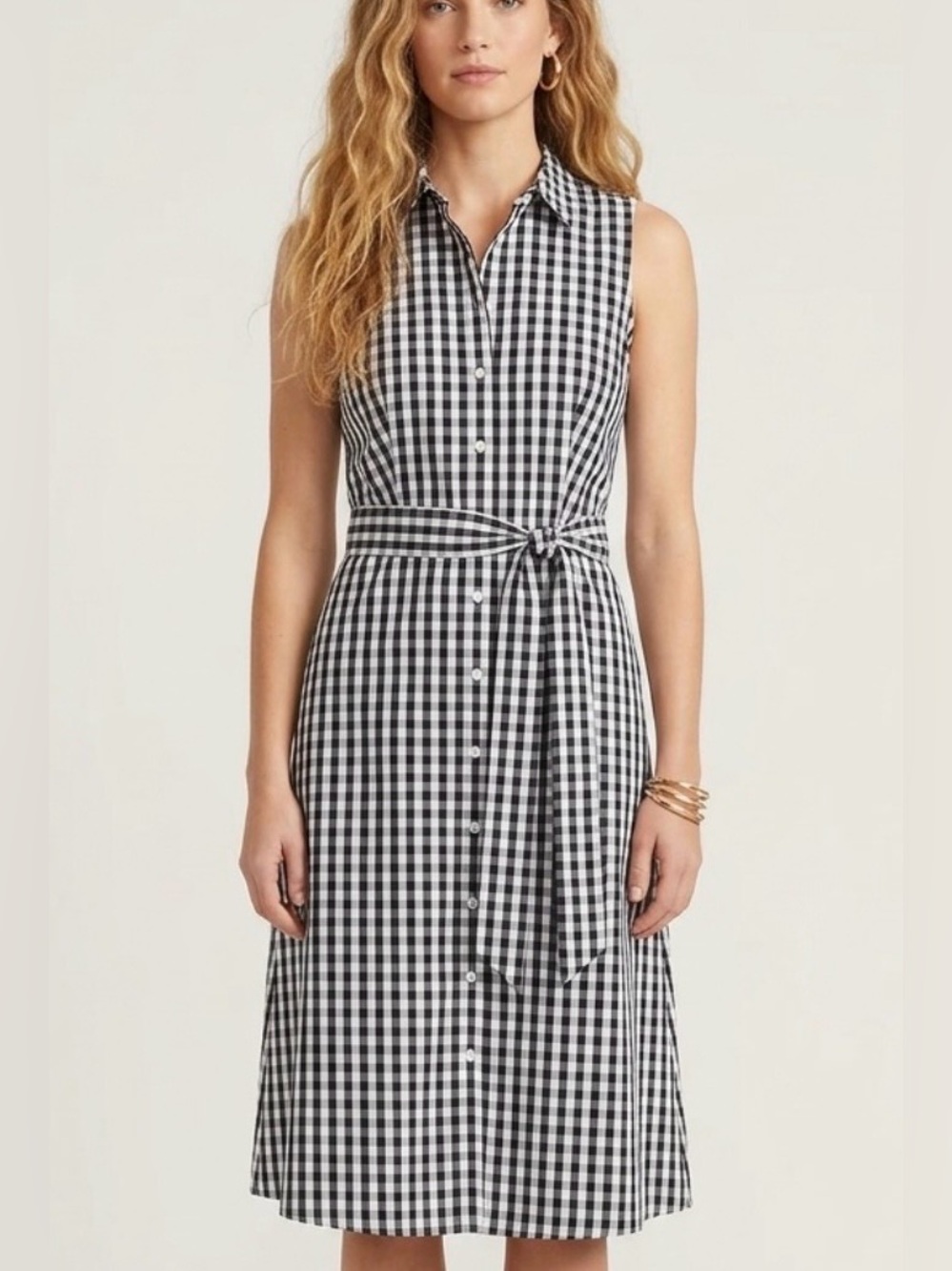 Westport 100% Cotton Gingham Dress in Navy/White Women’s Size 6